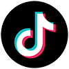 Image du logo de TikTok. Sorte de note de musique entourée de Vert et de rouge sur un fond noir.