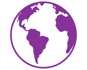 Image d'un pictogramme d'une planète en violet