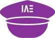 Image d'un pictogramme d'une casquette de pilote d'avion avec le logo blanc de l'IAE Limoges dessus